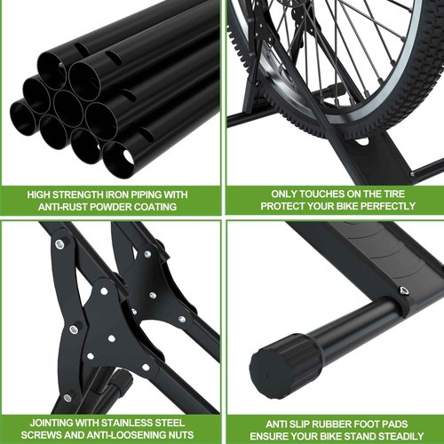 RELIANCER 3 Adjustable Bike Storage Stand,Bicycle Floor Parking Rack,Steady Bike Wheel Holder Fit All Mountain & Road Bikes,Indoor Outdoor Cycling Storage Organizer,Apartment Garage Cycle Tires Holder