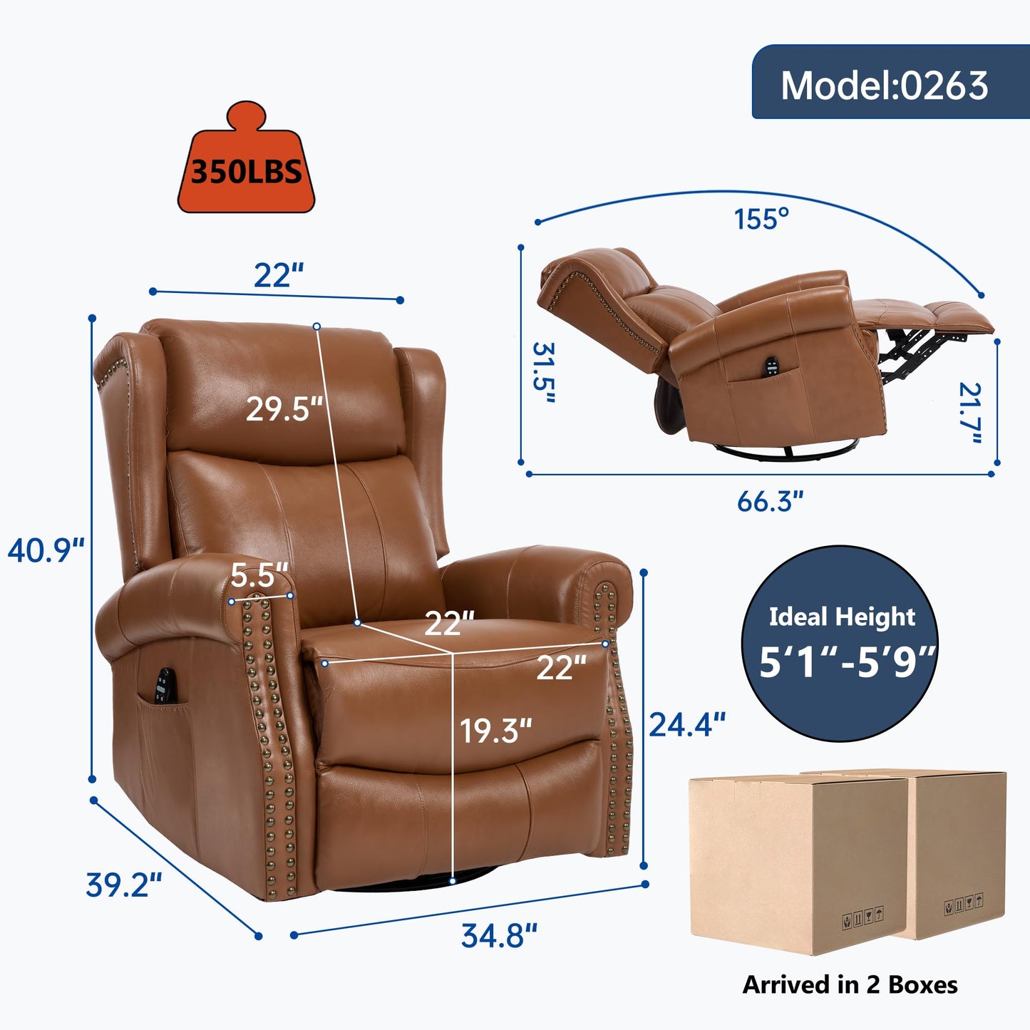 KEIKI Heat Massage Recliner Chair with Rocker & 360° Swivel, Manual Handle Reclining Lounge Chair with Lumbar Heat, Vibration Massage & Cushion Back for Living Room, Dark Yellow