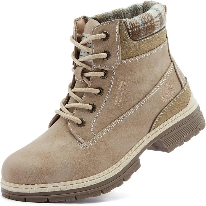 ANJOUFEMME Work Hiking Boots for Women Waterproof - Womens Outdoor Ankle Boots Lightweight Snow Winter Boots for Trekking ...