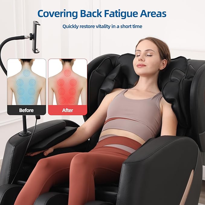 Massage Chair Full Body, Zero Gravity Massage Chair 2026 Recliner with 10 Fixed Rollers, 20 Auto Massage Modes, 8 Airbag, Waist and Back Heating, Bluetooth, Touch Screen Controller (Upgraded Black)