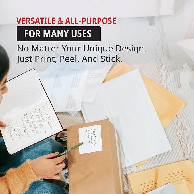 TAPE LOGIC Printable Self-Adhesive ½ x 1 ¾” White Laser Labels (10 Sheets of 80) | 800 All Purpose Blank Sticker Label, Office & Personal Supplies for Address Shipping & Mailing