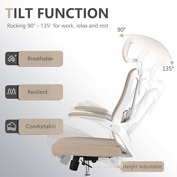 balmstar Office Chair,Ergonomic Comfy Home Desk Chair with 350LBS Capacity,High Back Gaming Chair with Wheels,Mesh Computer Chair,Lumbar Support, Adjustable Headrest,Flip-up Armrest