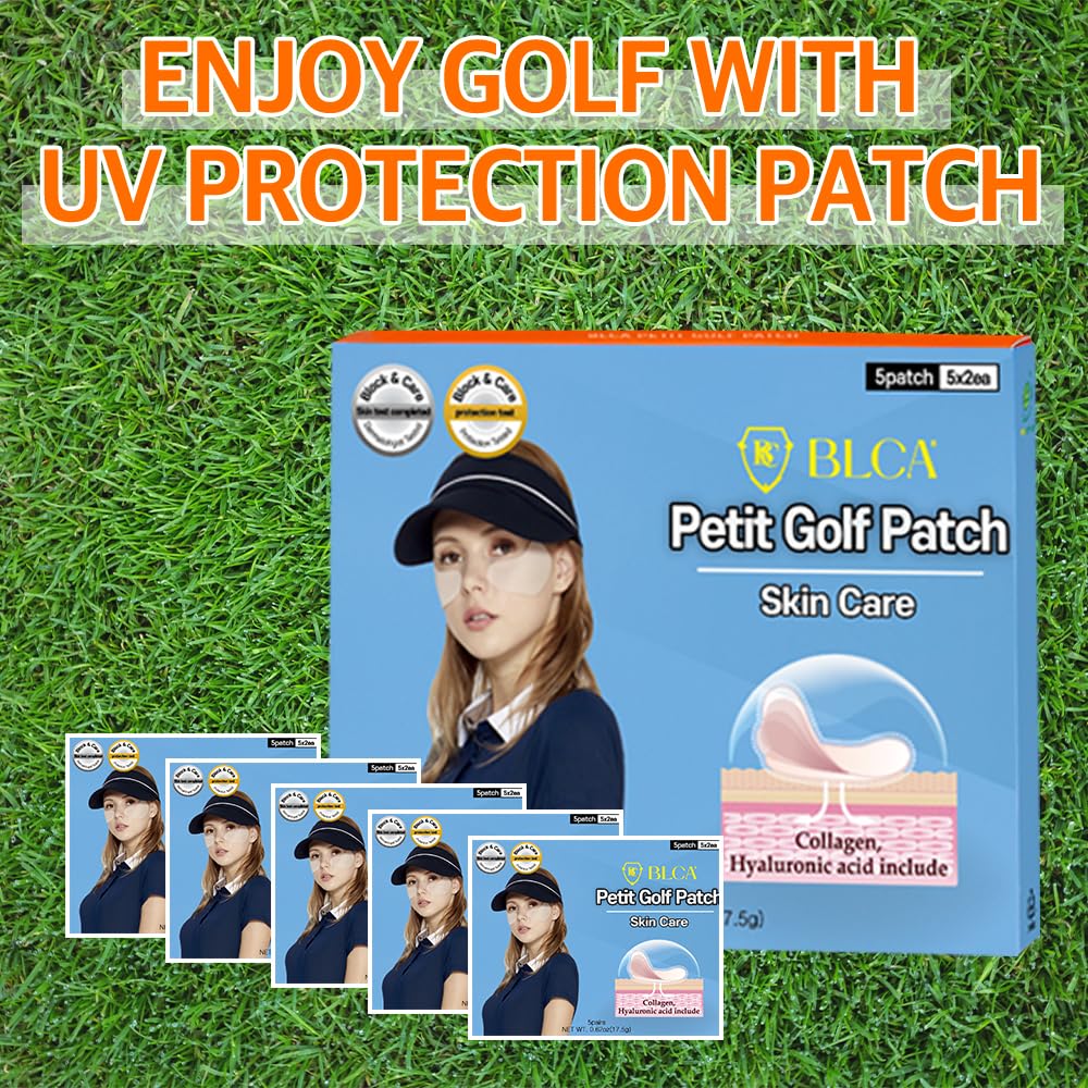 BLOCK&CARE Golf Patches for Sun Protection UV Protection Facial Patches for Outdoor Activities 5Pairs of Sunblock Gel Patches wi