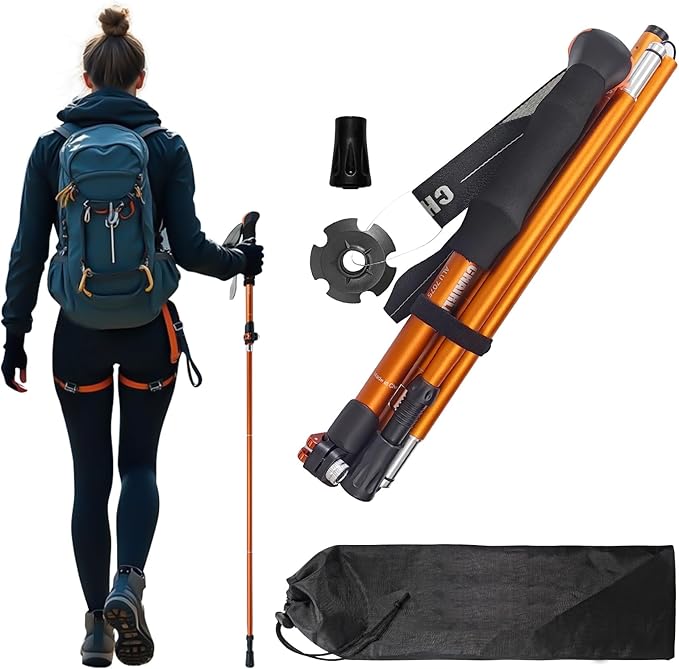Collapsible Trekking Pole,7075 Aluminum Adjustable 43.3"-51.2" Hiking Pole, Quick-Lock Design,Walking Sticks for Hiking/Ca...