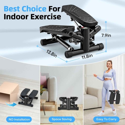 Steppers for Exercise at Home, Mini Stepper with Resistance Bands Full Body Workout Adjustable Heigh Stair Stepper for Home Twist Stepper with 350lbs Loadingt Capacity (with Mat)