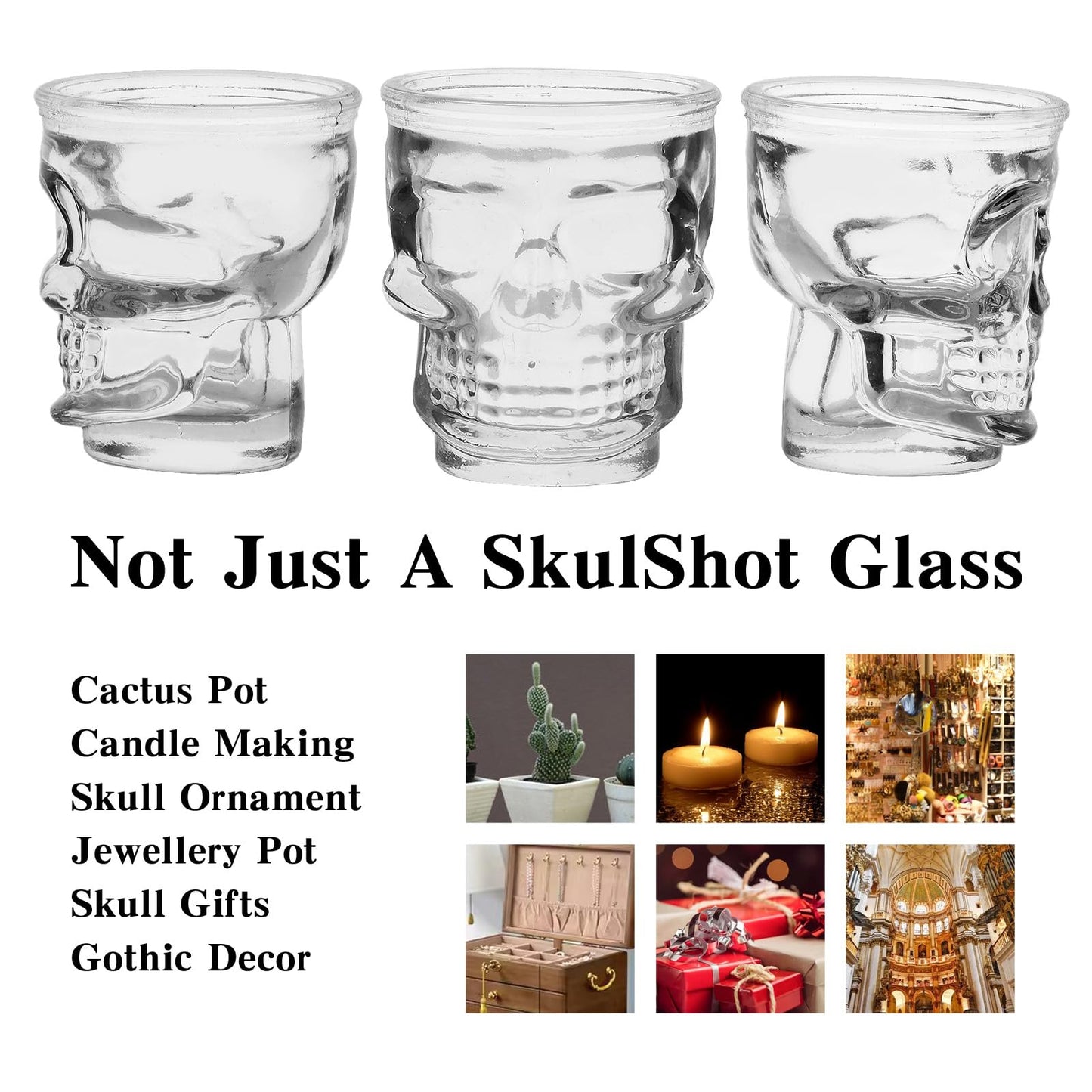 eispap 6 Pcs Skull 50ml Shot Glasses Set Freezer Safe Shot Glasses for Skull Gifts or Ornament Shot Glass Design Glass Set (6)