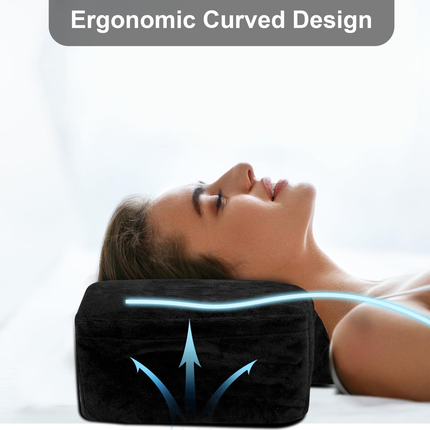 IMENE Lash Pillow for Lash Extensions- Memory Foam Lash Pillow with Neck and Back Support, Ergonomic lash Bed Pillow with Velvet