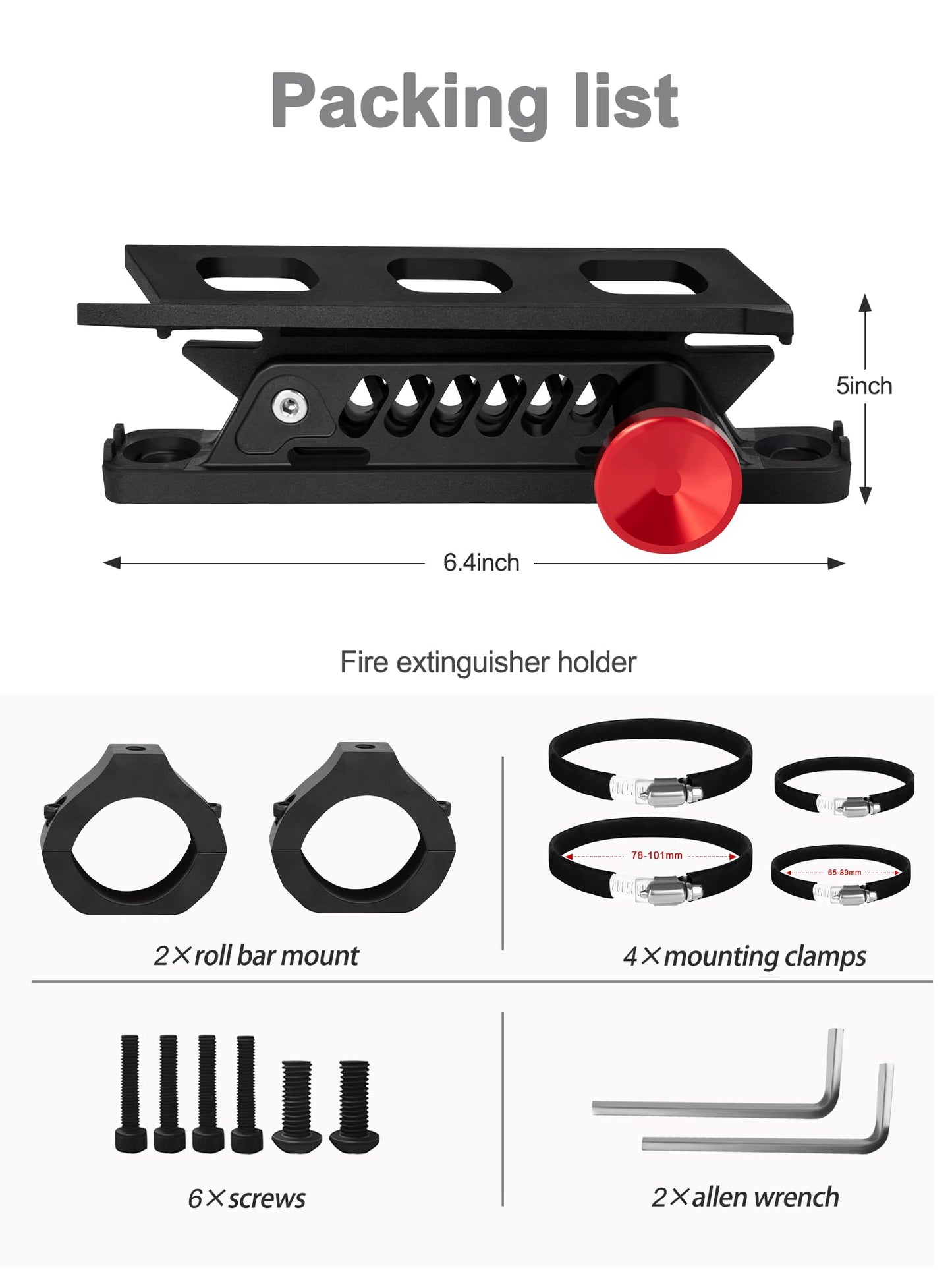 ZIDIYORUO 2PCS UTV Fire Extinguisher Mount Kits, Quick Release Roll Bar Fire Extinguisher Holder Fit for 1.75"-2" Roll Cage, Compatible with Polaris RZR/ Maverick Can Am X3/Kawasaki/Talon Pioneer