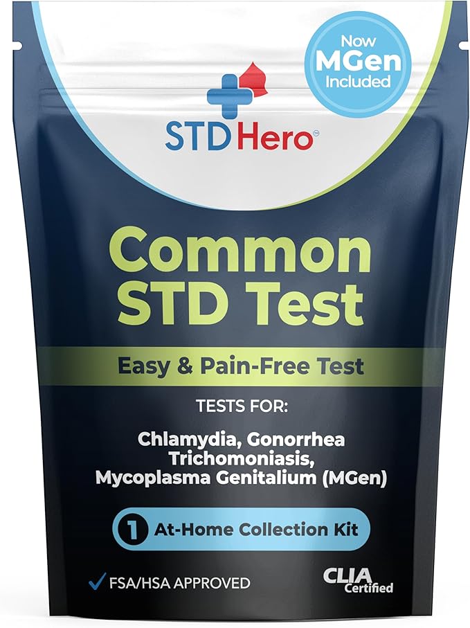 STD Hero At-Home Common STD Test Kit for Women and Men - Test for the Top Four STD's - Includes MGen - Private At-Home Col...