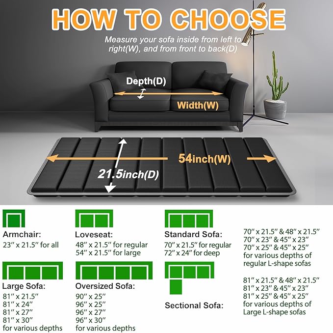 LAVEVE Heavy Duty Couch Cushion Support Board for Sagging Sofa, 21.5''x54'' Extra Thick Solid Wood Under Couch Insert with Anti-Slip Dots, Repair Sagging Spring Sofa and Replace Worn Cushions