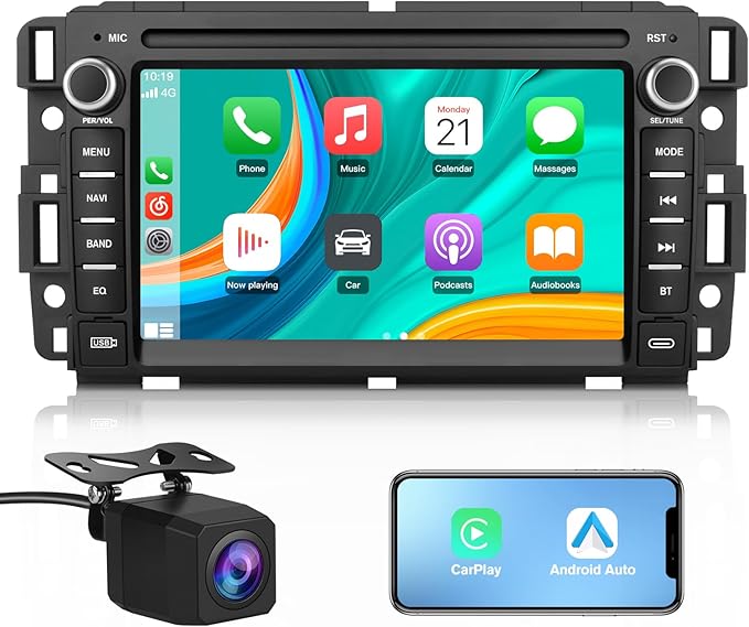 Vratzn Car Radio Stereo for Chevrolet Silverado GMC Sierra Yukon 2007-2013 Android 13 CarPlay Android Auto GPS Navigation ...
