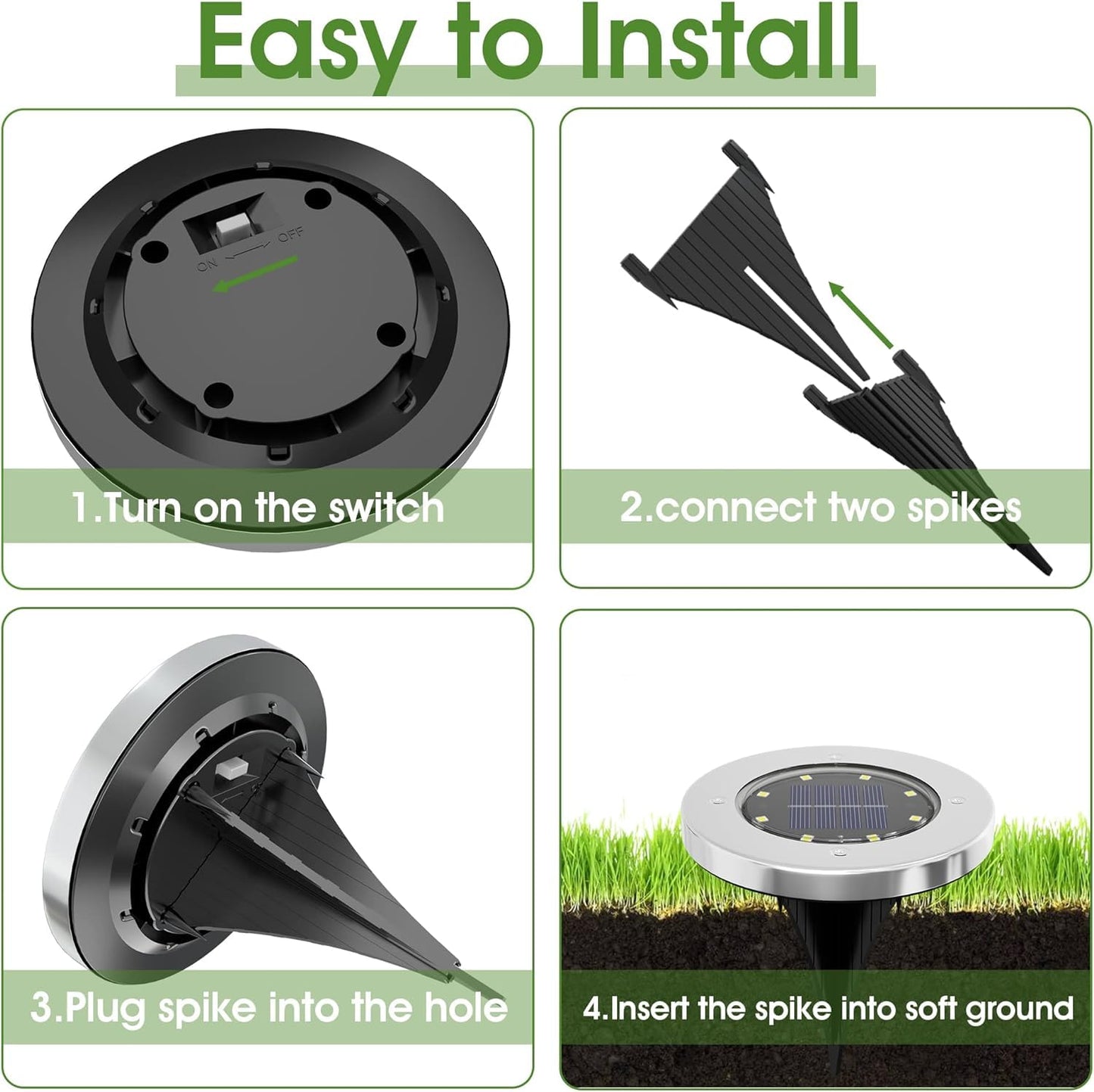 INCX Solar Lights Outdoor Waterproof, 24 Pack Solar Light for Outside, Garden Lights Landscape Lighting for Patio Pathway Lawn Yard Deck Driveway Walkway, Cold White
