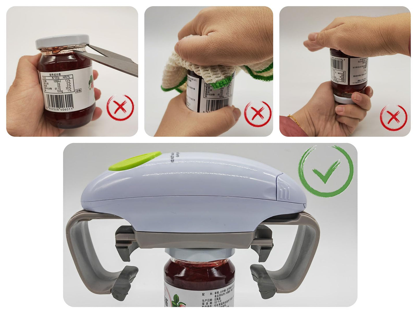 Electric jar opener for seniors, One touch automatic smart jar bottle lid openers for seniors with weak arthritis hands, Powerful hands free jar bottle opener, kitchen gadget