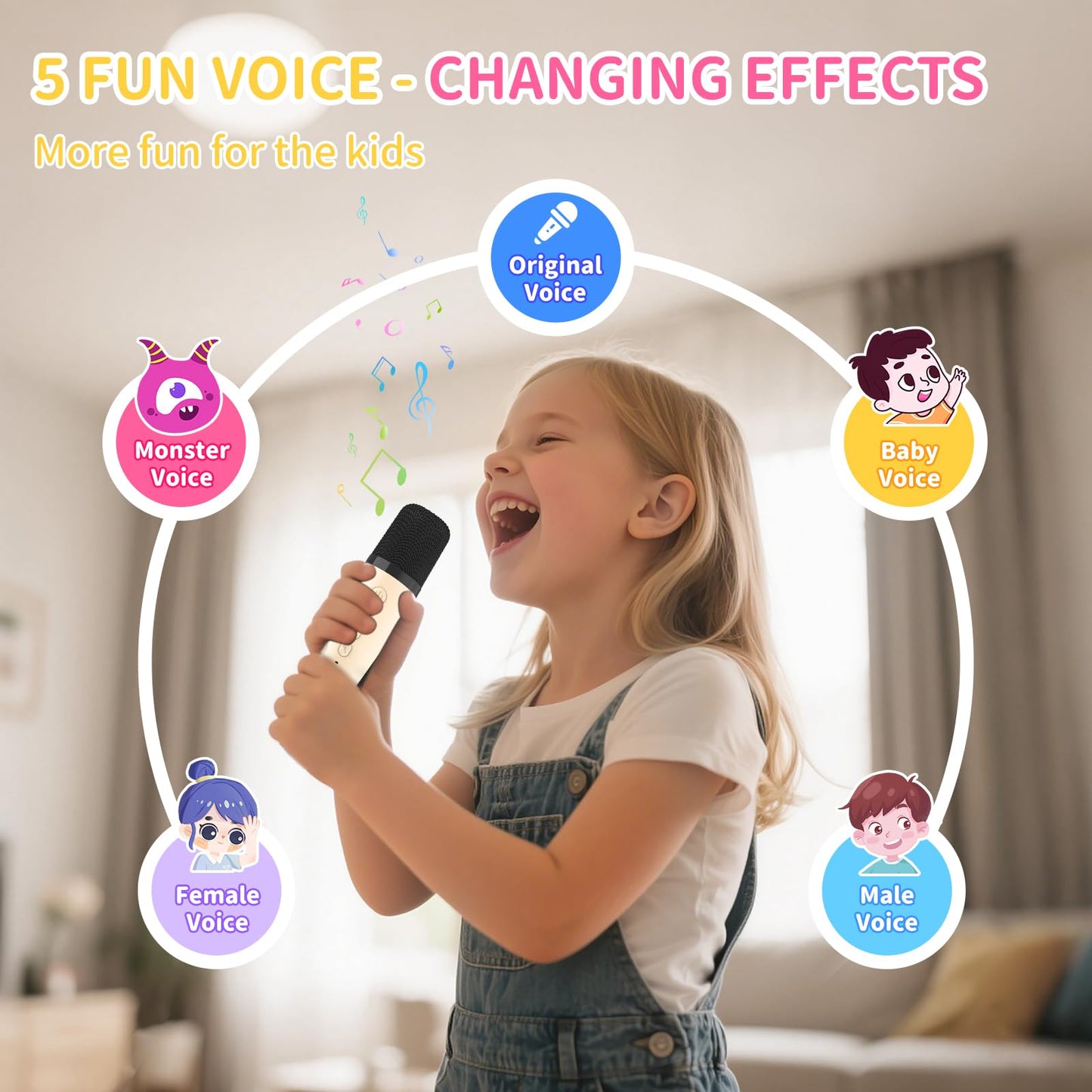 Mini Karaoke Machine for Kids with 2 Wireless Microphones Portable Small RGB Bluetooth Speaker Toys Birthday Gifts for 3 4 5 6 7 8+ Year Old Girl Boys