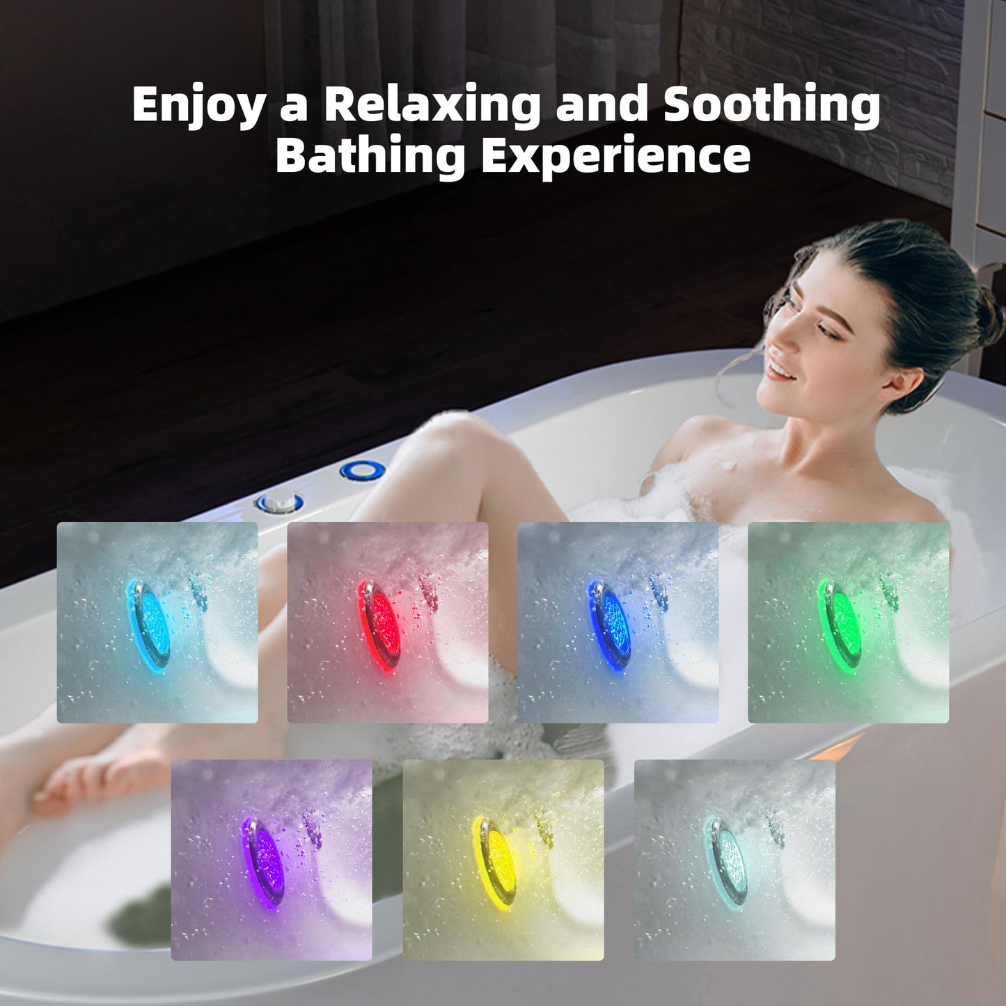 WOODBRIDGE 66-1/2" x 31-7/8" Whirlpool Water Jetted and Air Bubble Freestanding Heated Soaking Combination Bathtub,BJ-200