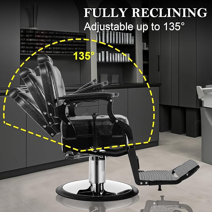 Vintage Barber Chair Heavy Duty Hydraulic Barber Chair Reclining Salon Chair for Hair Stylist Tattoo Chairs Stylist Chair Salon Equipment