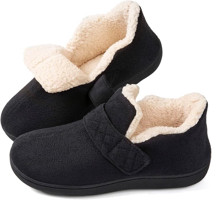 Zizor Women's Adjustable House Shoes Slippers Indoor Outdoor with Memory Foam, Warm Winter Fuzzy Lined Home Slippers