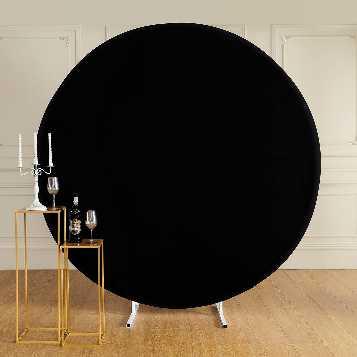 6.5Ft Black Round Backdrop Cover For 6.5Ft / 6.6Ft Circle Stand, Wrinkle Free Stretchy Circle Arch Round Backdrop Cover For Part