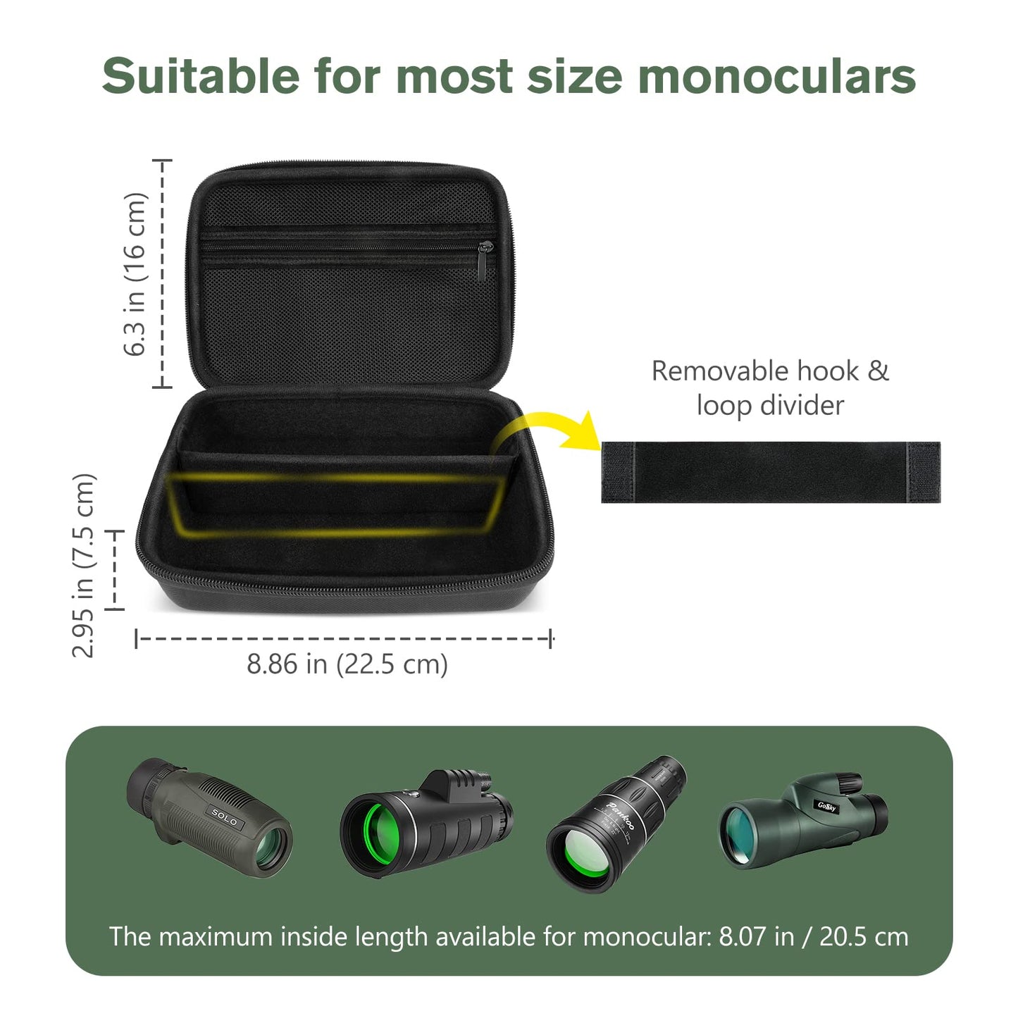 Procase Hard Carrying Case For Monocular Telescope, Travel Storage Bag Compatible With Gosky 12X55/ Pankoo 12X50, 40X60/ Titan 1