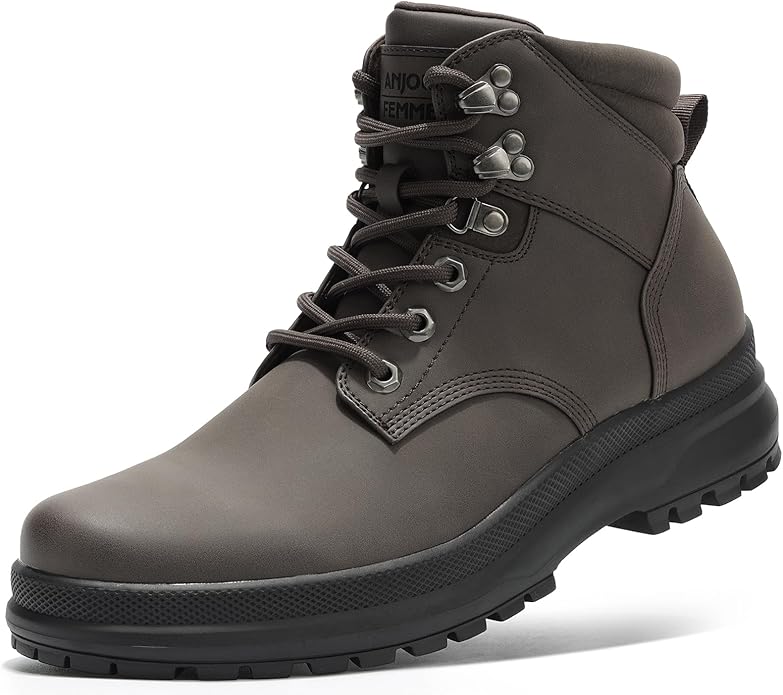 ANJOUFEMME Men's Waterproof Hiking Boots - Lightweight Ankle Support, Slip-Resistant Trail Shoes for Outdoor Trekking