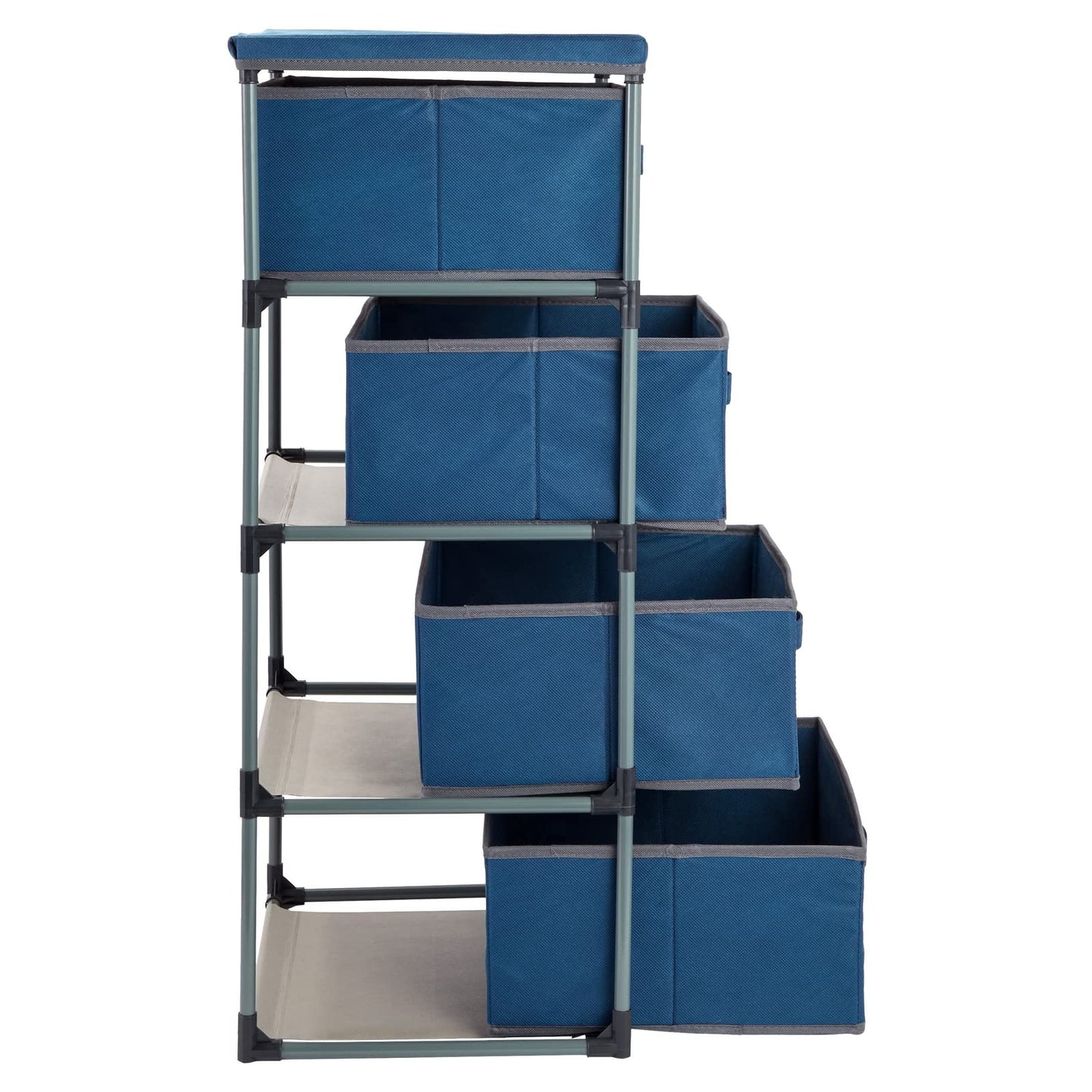 Juvale 4-Tier Tall Closet Dresser with Drawers - Organizer and Small Fabric Storage for Bedroom (Navy Blue) - Dresser for Kids Bedroom