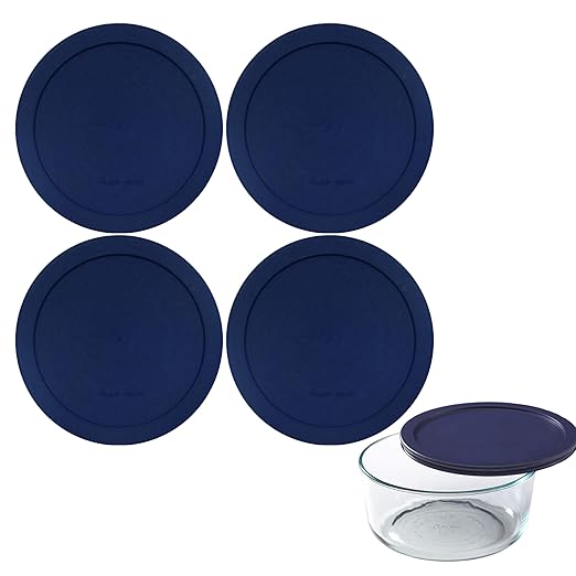 Wood Grip - Lids for Pyrex and Anchor Round Glass Containers - Lids for Pyrex Glass Containers - Replacement Lids (Blue, 4 Cups, 4 Pack)