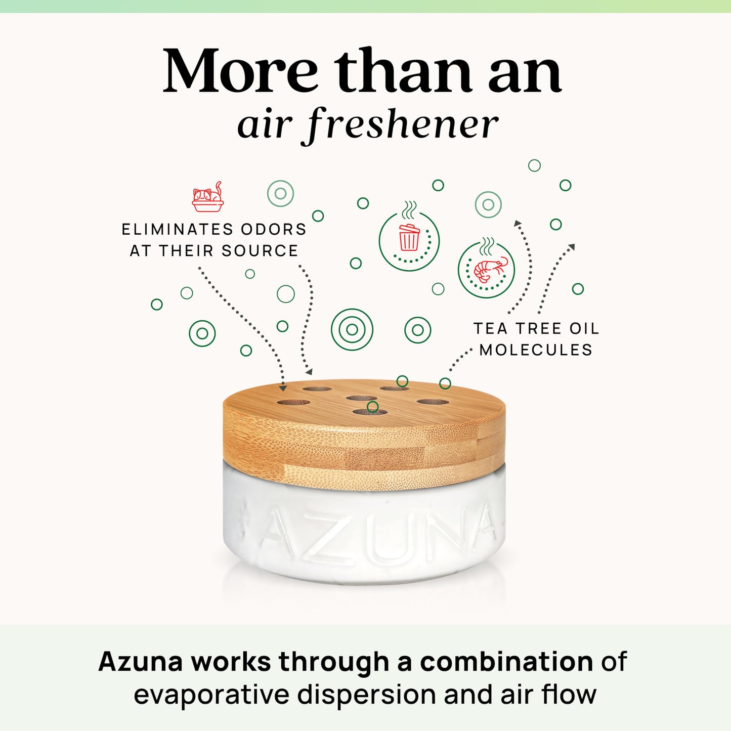Azuna Air Freshener & Odor Eliminator for Strong Odor | 2 Room Kit Includes (2) 8 oz. Empty Luxe Glass Jars & 12 oz | Refill with Tea Tree Essential Oil Gel | Natural Scent | Last 60-90 Days