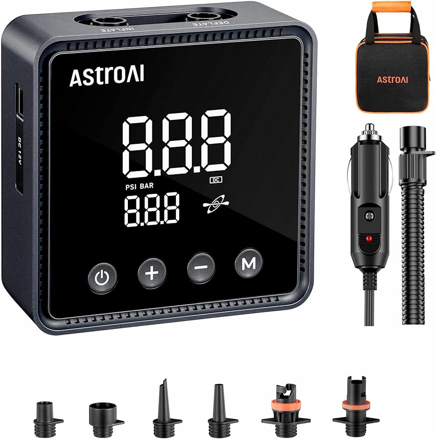 AstroAI P2 Paddle Board Pump 20PSI 12V DC Car Connector Portable,SUP Pump for Paddleboard, Air Pump with Auto-Off, Deflati...