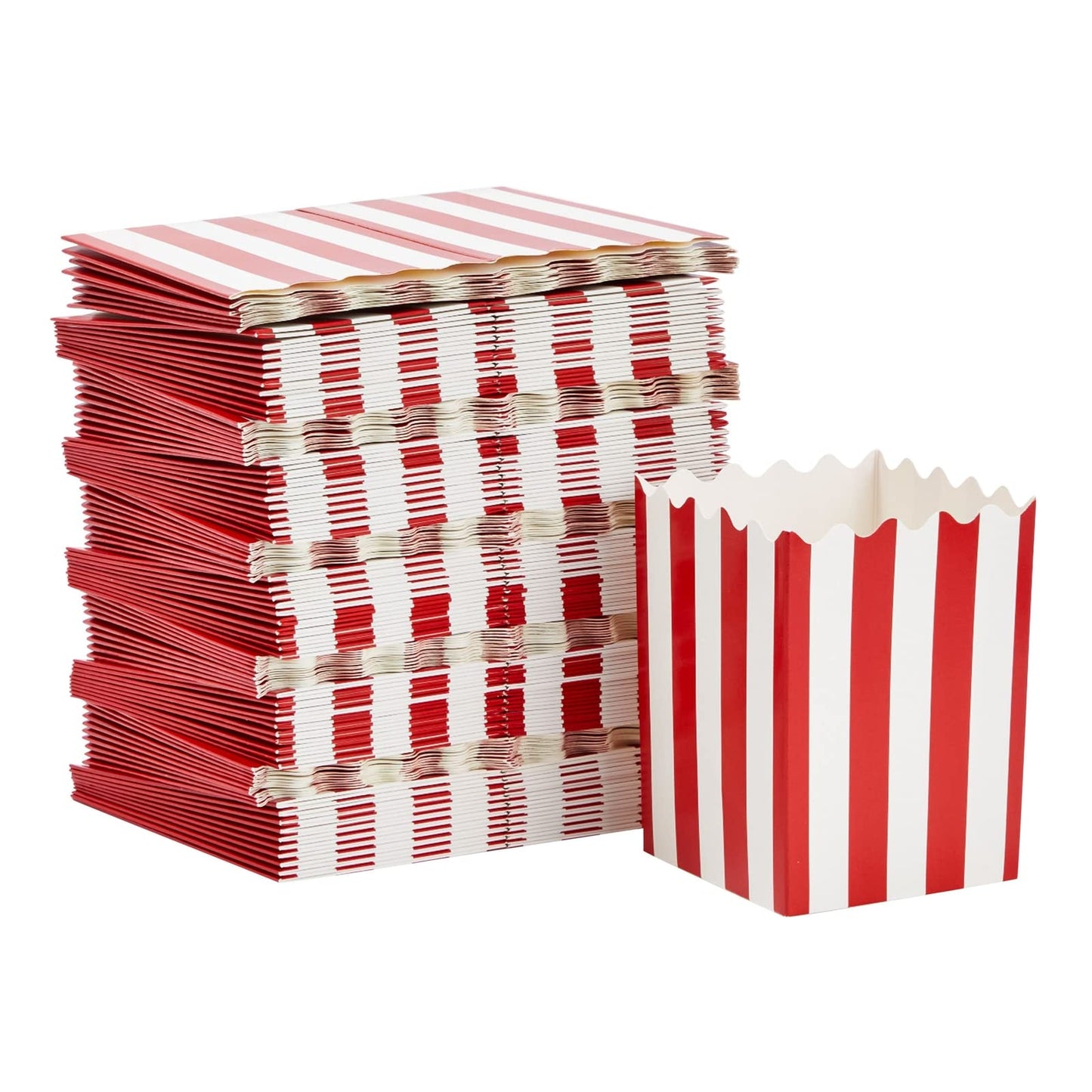 Juvale 100 Pack Red and White Mini Popcorn Boxes for Party, Bulk Paper Popcorn Containers for Movie Night Decorations (3 x 4 In)
