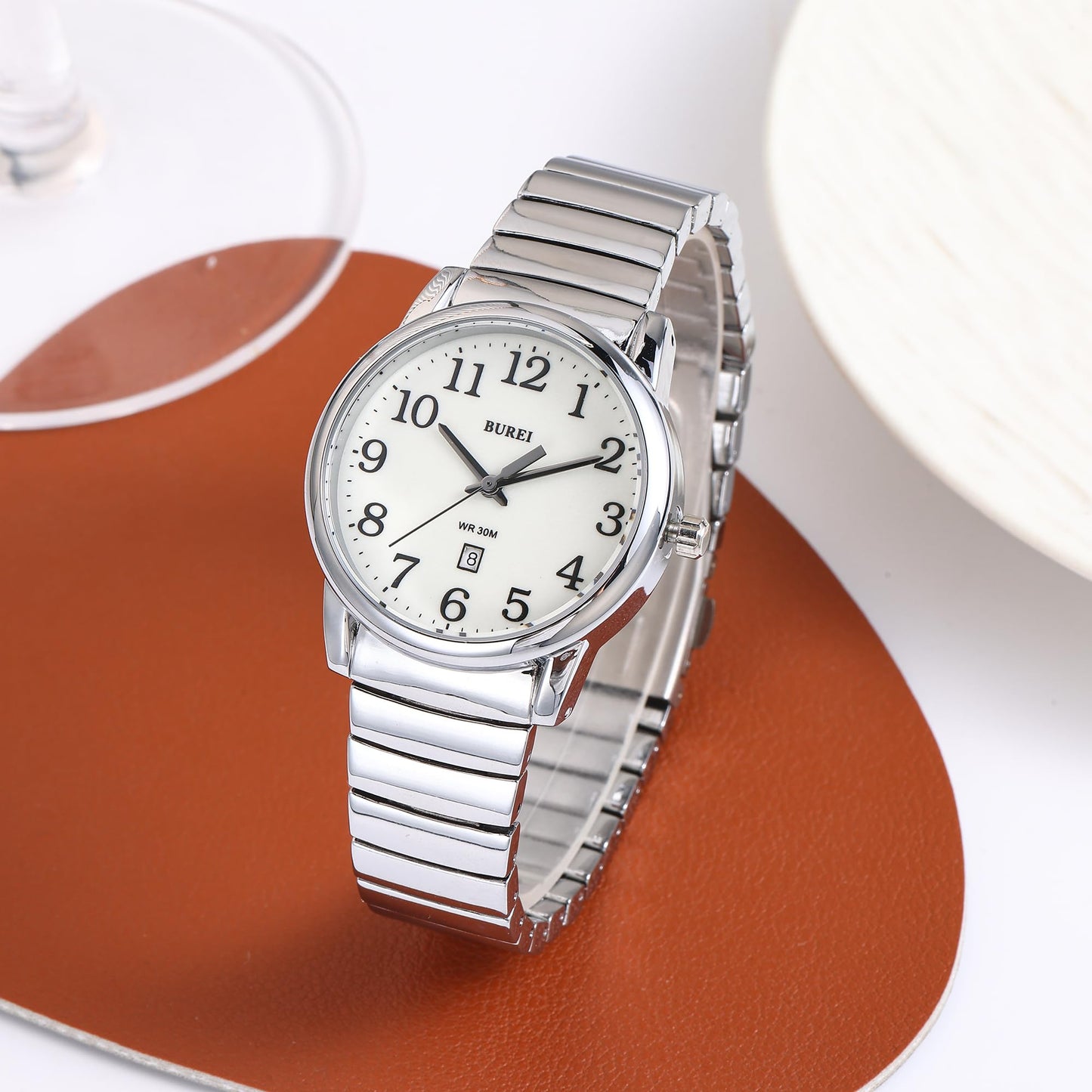 BUREI Women's Fashion Wrist Watches Two Tone Sliver Gold Stainless Steel Analog Quartz Waterproof Watch for Small Wrists, Easy Read Dial, Gift for Women (Sliver)