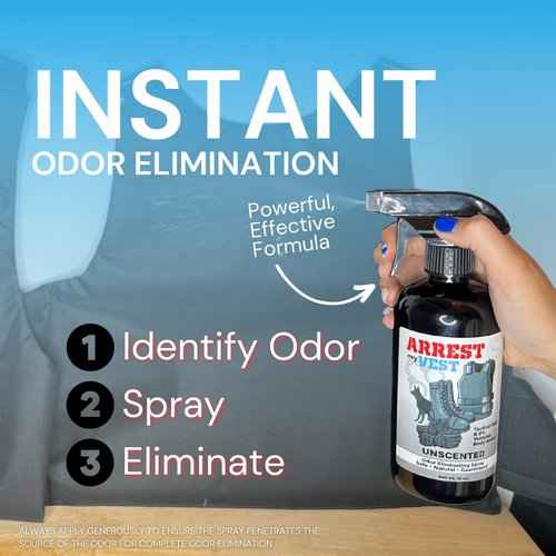 Arrest My Vest - Vest Odor Eliminating Spray for Body Armor, Tactical Gear, K9 Equipment, & Weighted Workout Vests Safe on All Ballistic Vests, Fabrics, & Police Gear Stressless Scent 1 Gallon Bottle