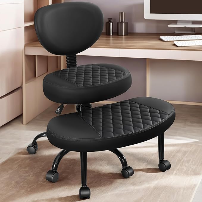 AtHope Ergonomic Cross Legged Office Chair with Wheels - Adjustable Height for Meditation, ADHD Desk & Yoga - Wide Criss C...