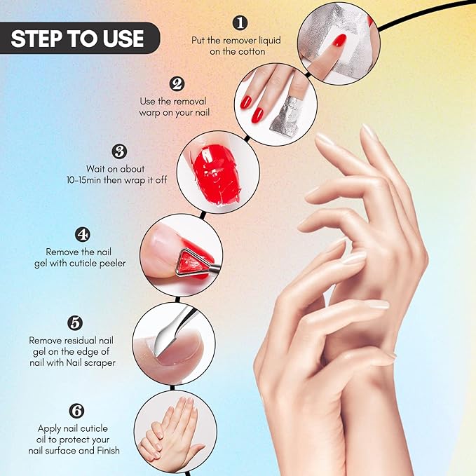 Makartt Nail Polish Remover Set - 200 pcs Foil Nail Wraps with Cuticle Pusher, Soak Off Foils for Gel Remover with Lint-Free Larger Cotton Pads for Gel Polish Removal at Home