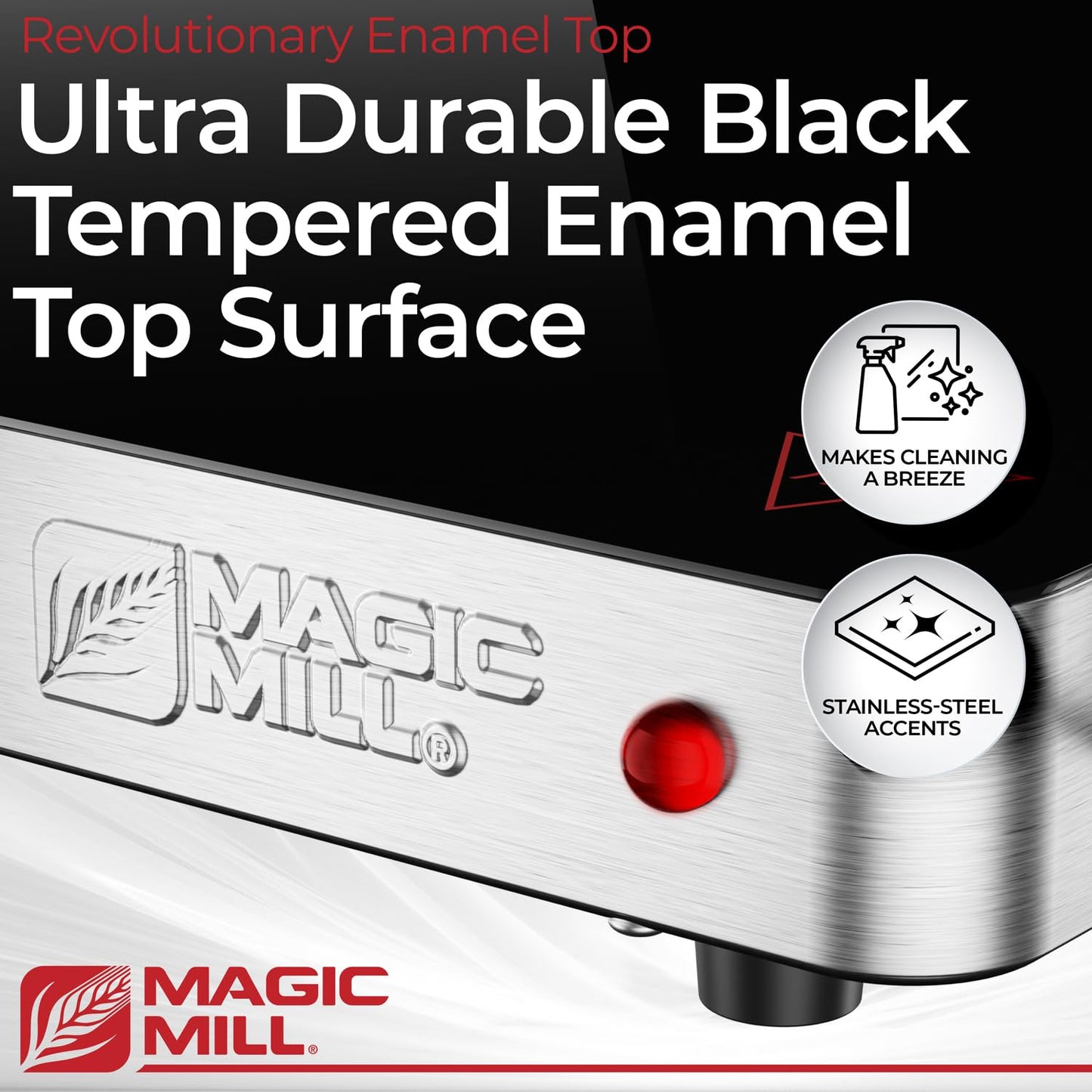Magic Mill Premium-Grade Glass Food Warmer for Parties Buffet, XL Stainless Steel Modern Electric Warming Tray, Adjustable Temperature Control, Advanced Precision-Engineered Heating System Size-21x16