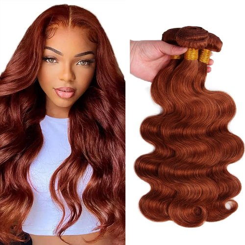 Giginger Bundles Human Hair 20 22 24 Inch Reddish Brown Body Wave Bundles Color 33 Human Hair Body Wave Unprocessed Quick Weave Soft Sewn In Hair Extensions for Black Women