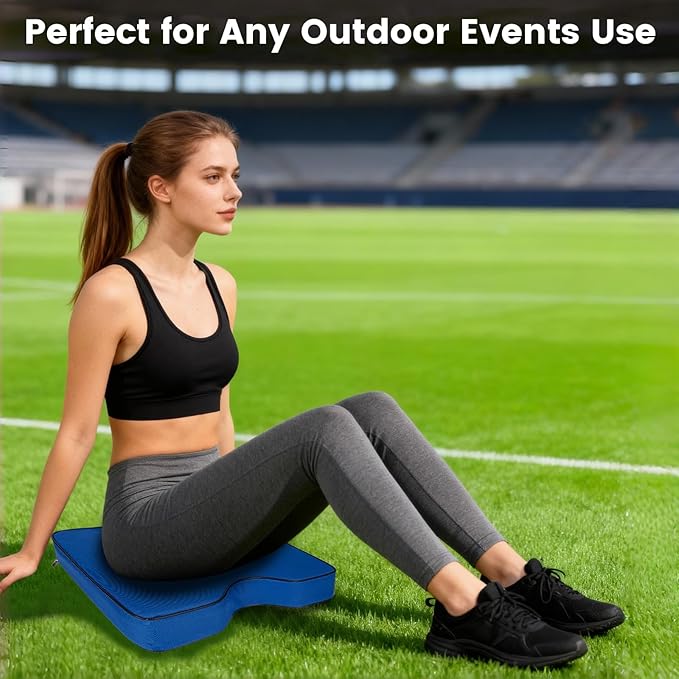 FirstGift 2-Pack 3.15" Stadium Seat Cushions - Portable Water-Resistant Bleacher Pads with Decorative Trim, Lightweight & Comfortable for Sports, Games, and Outdoor Events