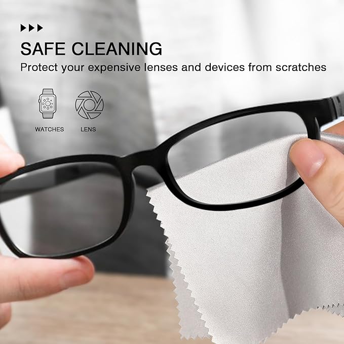 12 Pack Microfiber Cleaning Cloths - Premium Eyeglasses Cleaning Cloth for Lenses, Glasses, Cameras, Cell Phones, TV Screens, Laptops and More - 6" X 7"