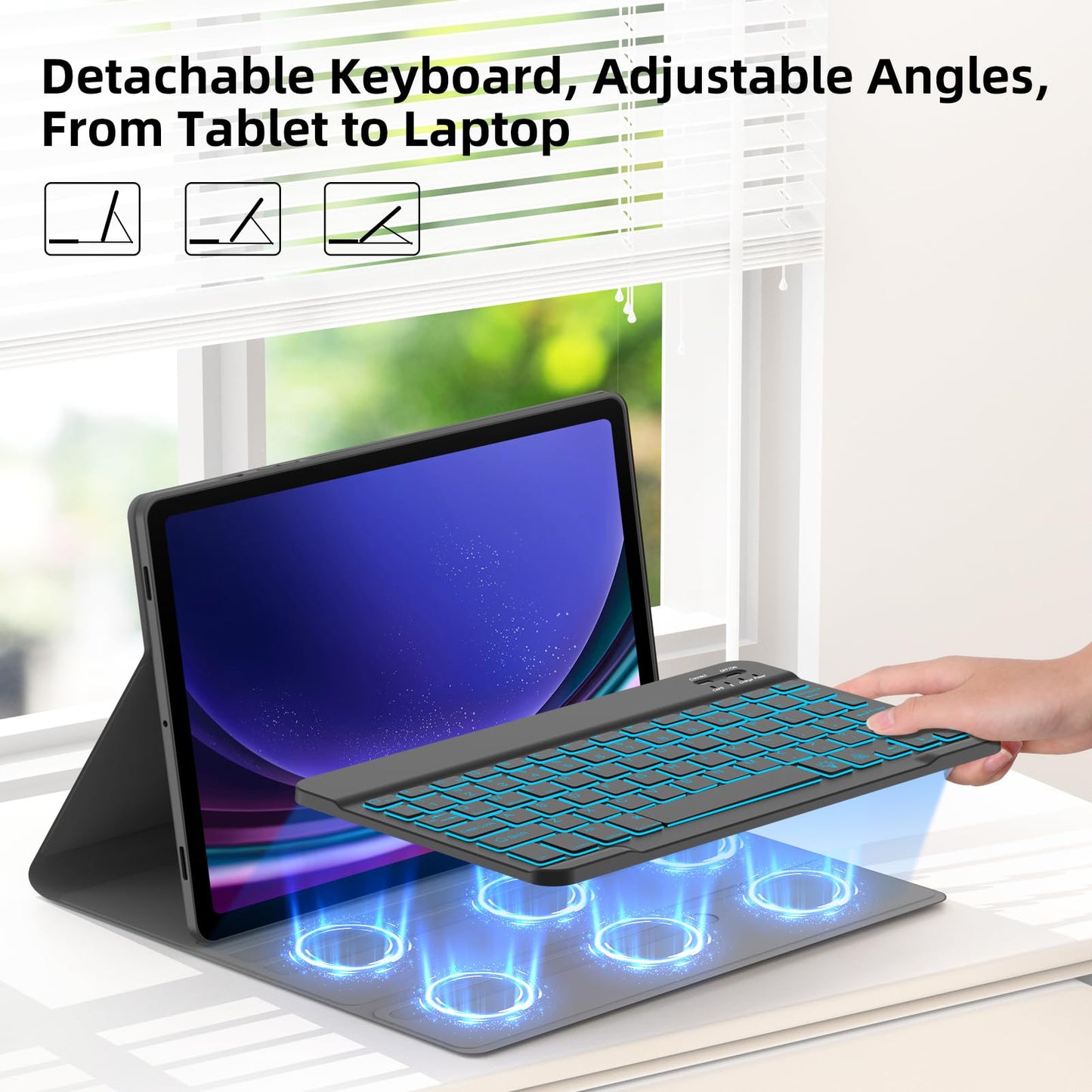 Juqitech Backlit Keyboard Case For Samsung Galaxy Tab S10 Lite S10 Fe S9 Fe 10.9 Inch S9 11 Inch, Detachable Slim Soft Tablet Mu