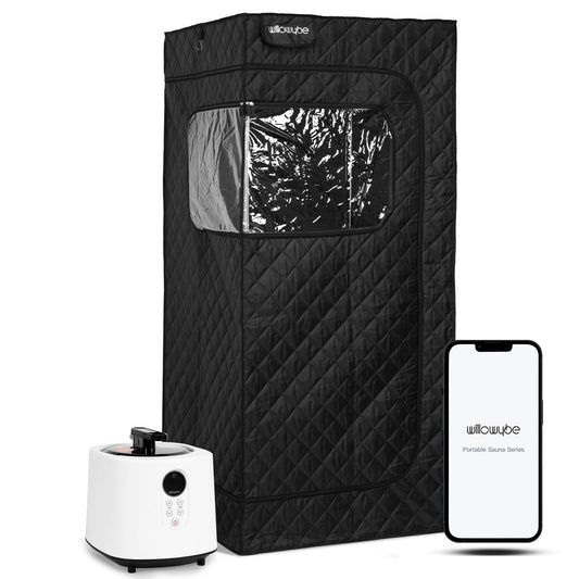 WILLOWYBE Portable Steam Sauna with Bluetooth Control, 4L KingPower Steamer, Body Tent, Foldable Chair, Personal Home Spa