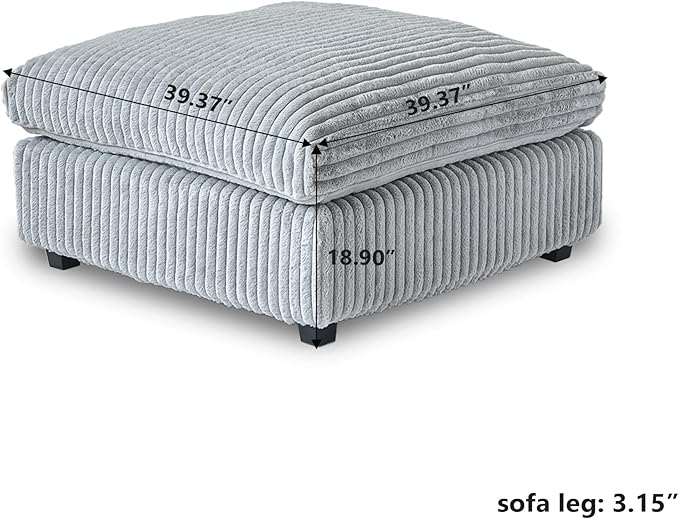Cloud Modular Sectional Sofa, Plush Sofas for Living Room,39.37inch Ottoman,Grey