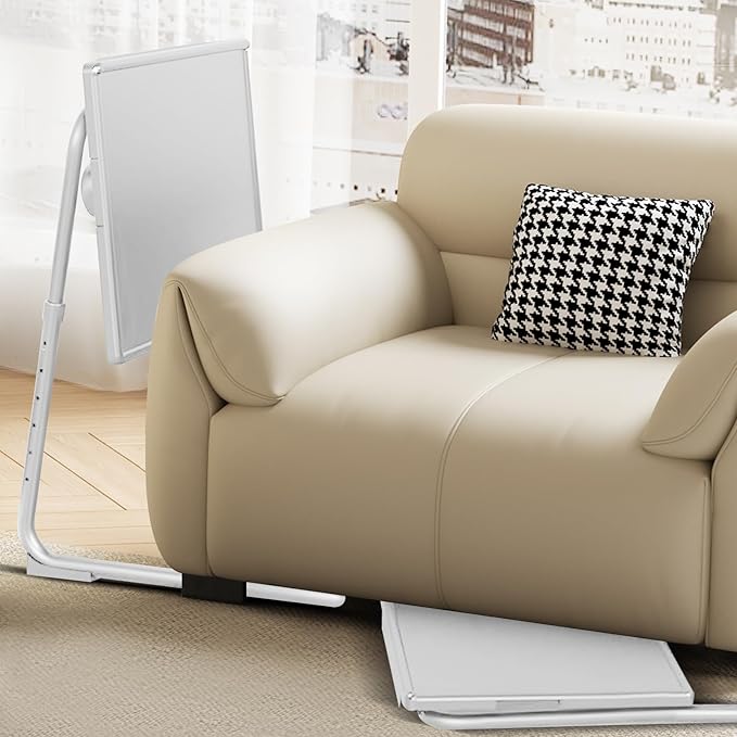 ZUCONKITCH Adjustable TV Tray Tables with 6 Height & 3 Tilt Angle, Folding TV Dinner Tray,TV Table with Cup Holder on Bed & Sofa (1 Pack, White)