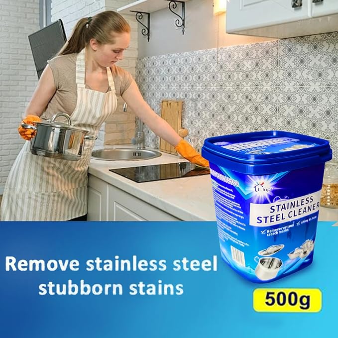 Liapu Stainless Steel Cleaner Paste – Heavy Duty Polish for Cookware, Sink, Grill, Pots & Pans – Restores Shine, Removes Rust & Stains – Safe for Kitchen & Appliances (3)