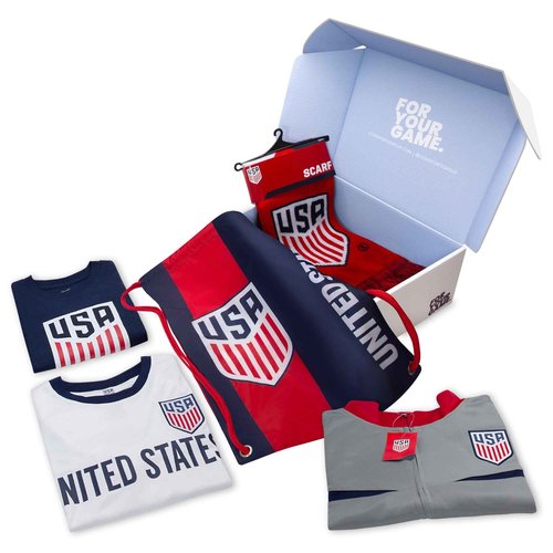 Icon Sports U.S. Men's National Team Ultimate Fan Pack – Officially Licensed 5-Piece Soccer Merch - Shirt, Jersey, Jacket, Scarf, Bag S