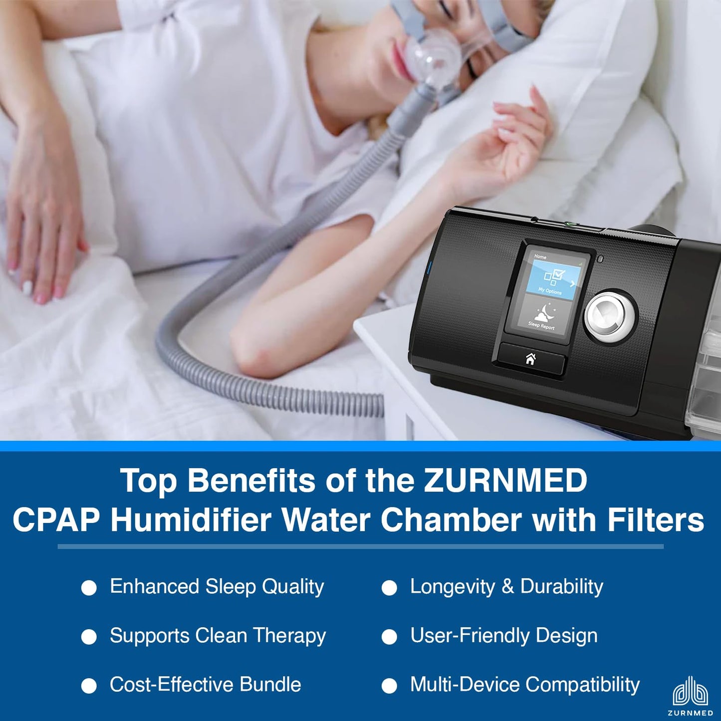 ZURNMED® Humidifier Water Chamber for AirSense 10 & AirCurve 10 (S10 Series Only) – Leak-Free BPA-Free Tank with 20 Replacement Filters – FSA/HSA Eligible