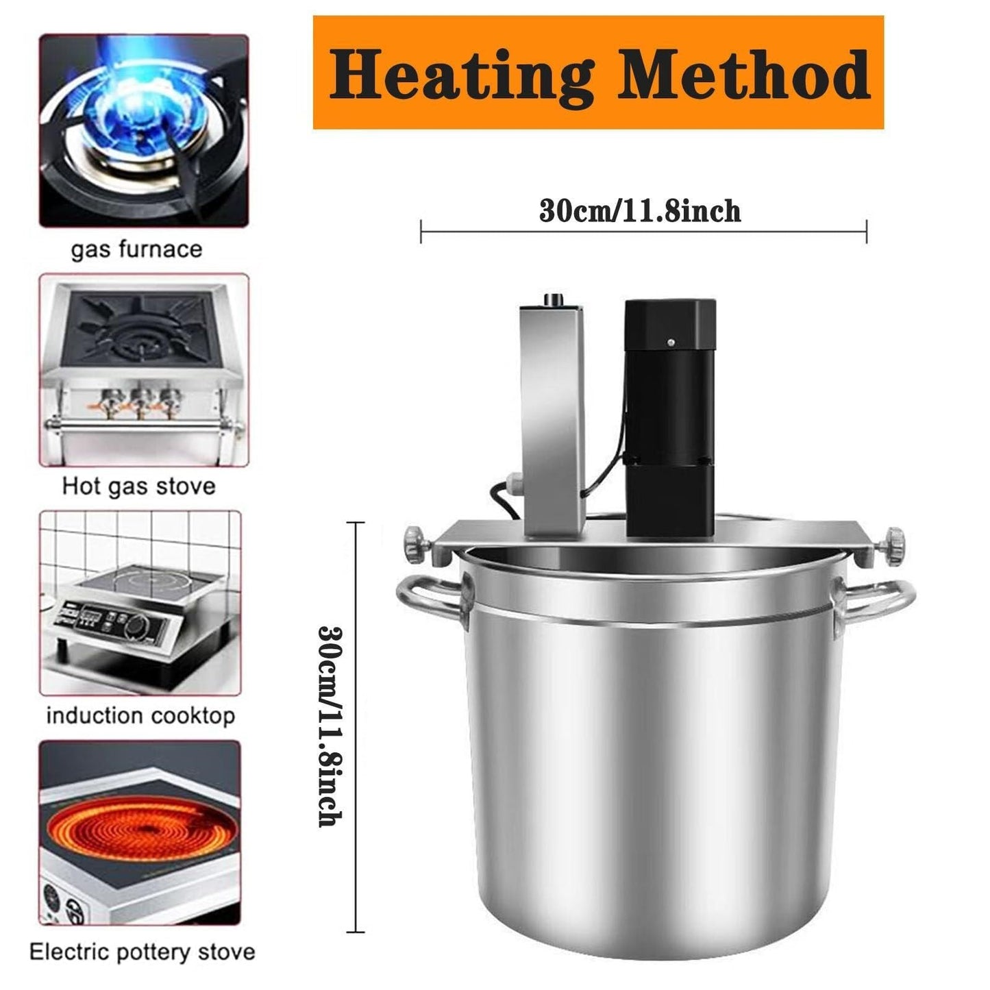 Automatic Food Mixer -Commercial Heating Mixer With 4 Blade Stirring Scraper,for Making Jam, Sauce, Filling, Hot Pot Seasoning Bottom Soup Stirre(15L)