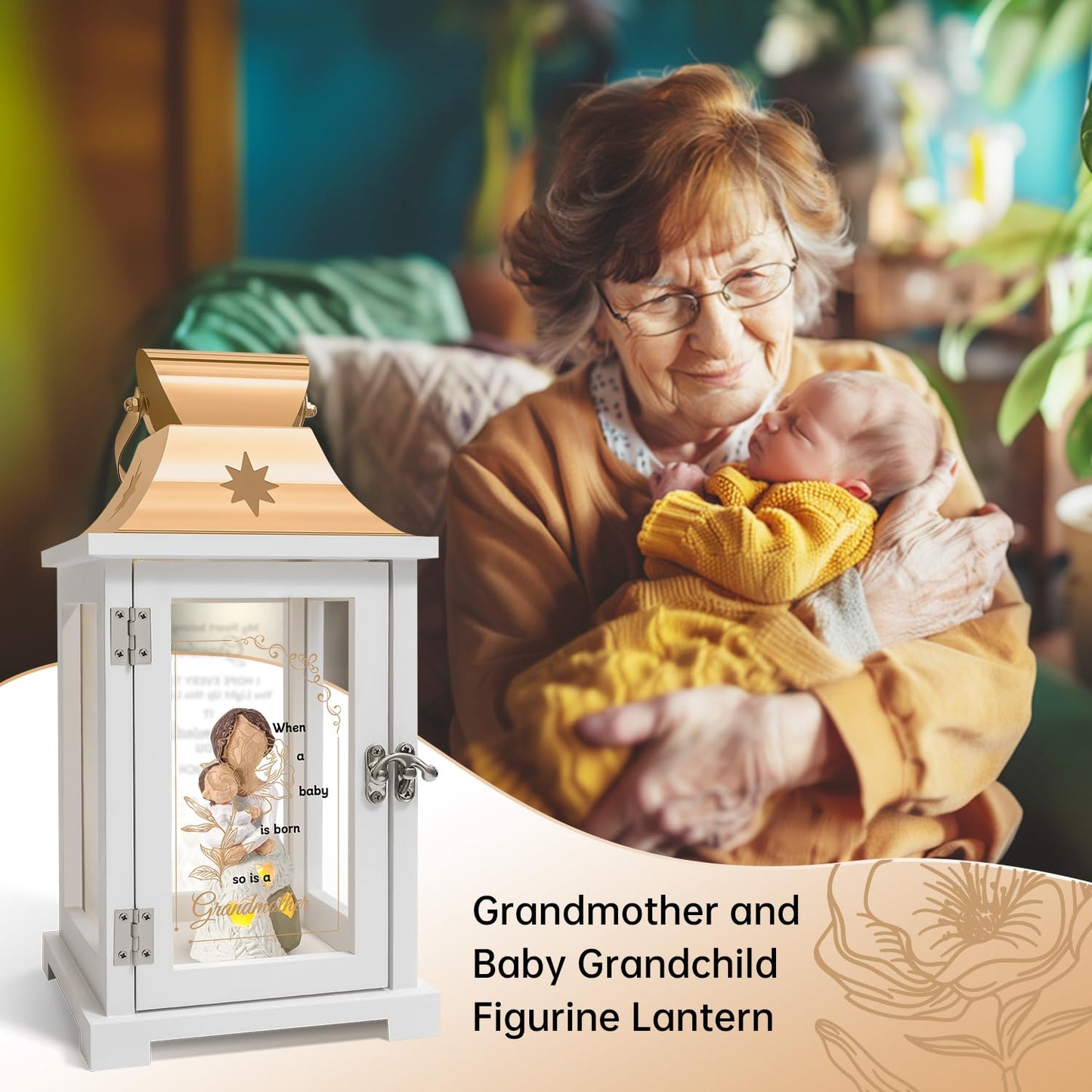 Homazing New Grandma Gifts First Time 2025, Mothers Day Birthday Grandmother Gifts, First Time Grandma Figurine Lantern