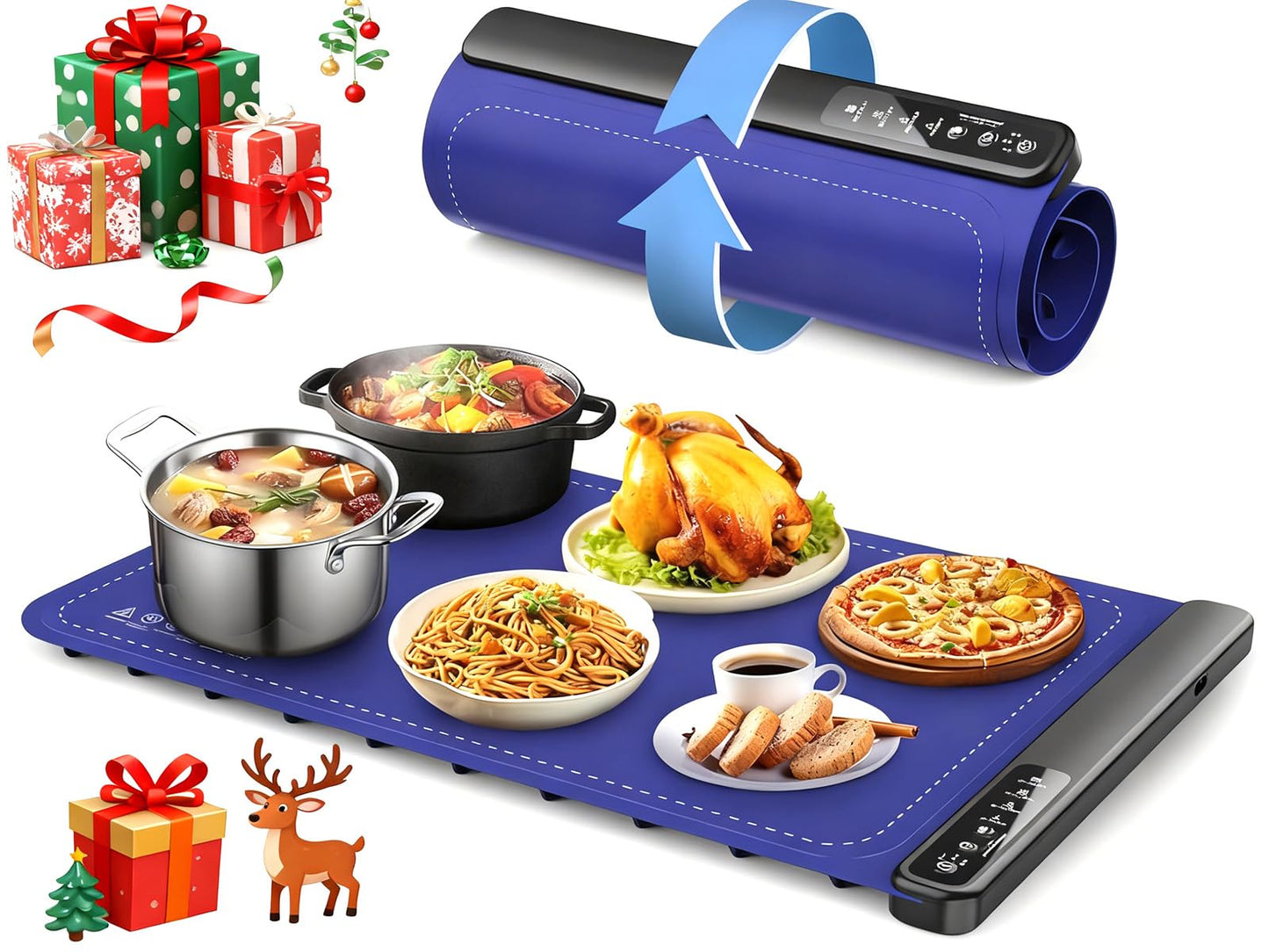 Warming Mat for Food,Food Warming Trays with 4 Temperature Levels - 8-Second Fast Heating Electric Warmer for Buffet, Parties and Holiday Gifts