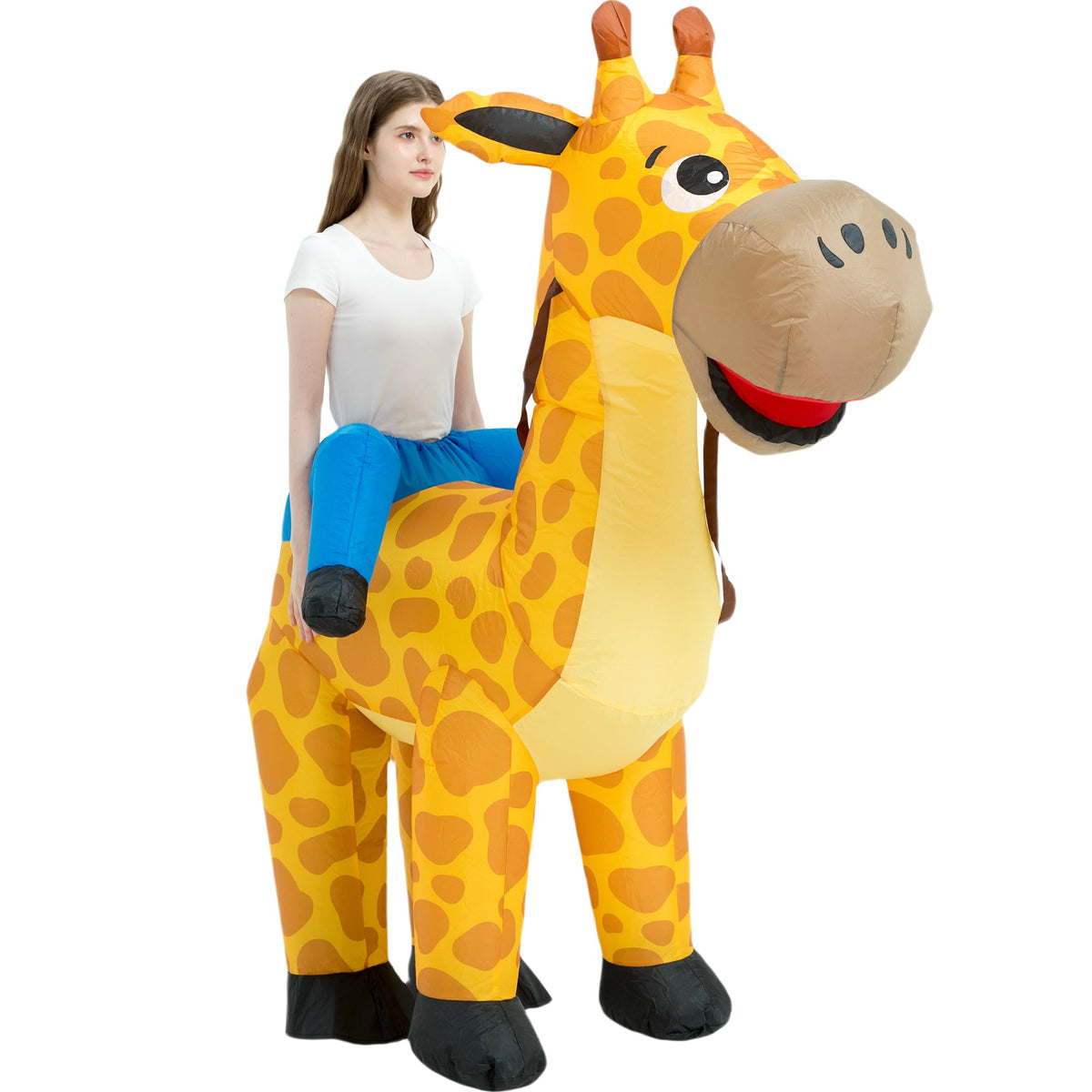 One Casa Inflatable Costume Adult,Blow Up Costumes,Ride On Giraffe Costume,Halloween Costumes for Men Women (72INCH)