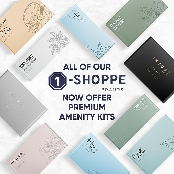 Terra Pure Green Tea Amenity Kit | Boxed Hotel Bulk Toiletries | 1 oz Shampoo, Conditioner, Lotion, Body Wash, Body Bar Soap for Guest Hospitality Vacation Rentals | 15 Sets/Case