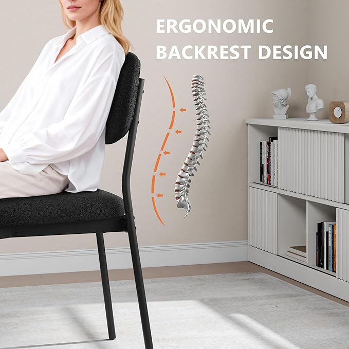 Einhomn Modern Dining Chairs Set of 2, Stackable Upholstered Dining Room Chairs, Kitchen Chairs w/Soft Velvet Backrest & Sturdy Metal Legs for Living Room, Restaurant, Black